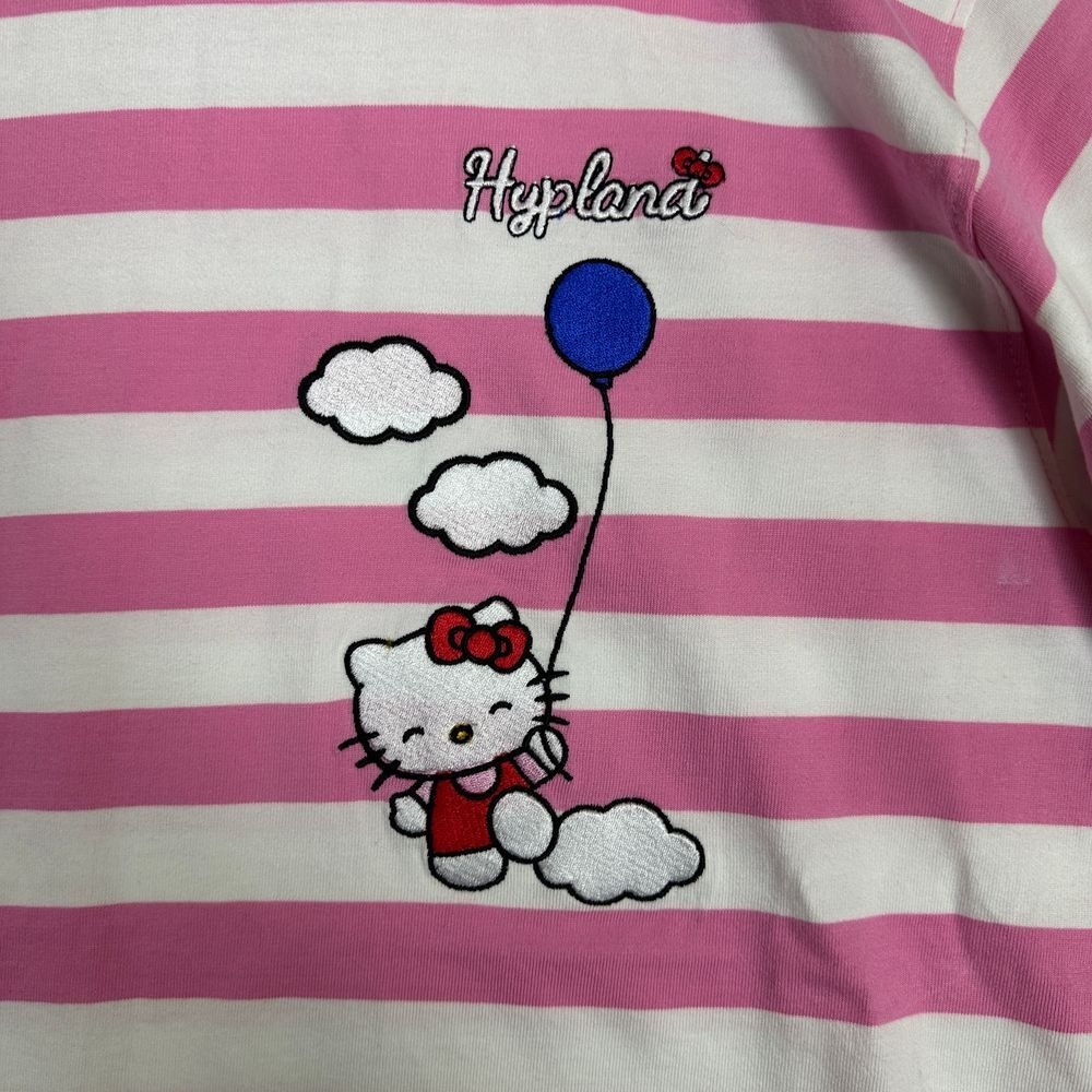 Hello Kitty‎ Hyplana Sz M Shirt Pink Stripped Balloons Girlhood Cottage Feminine